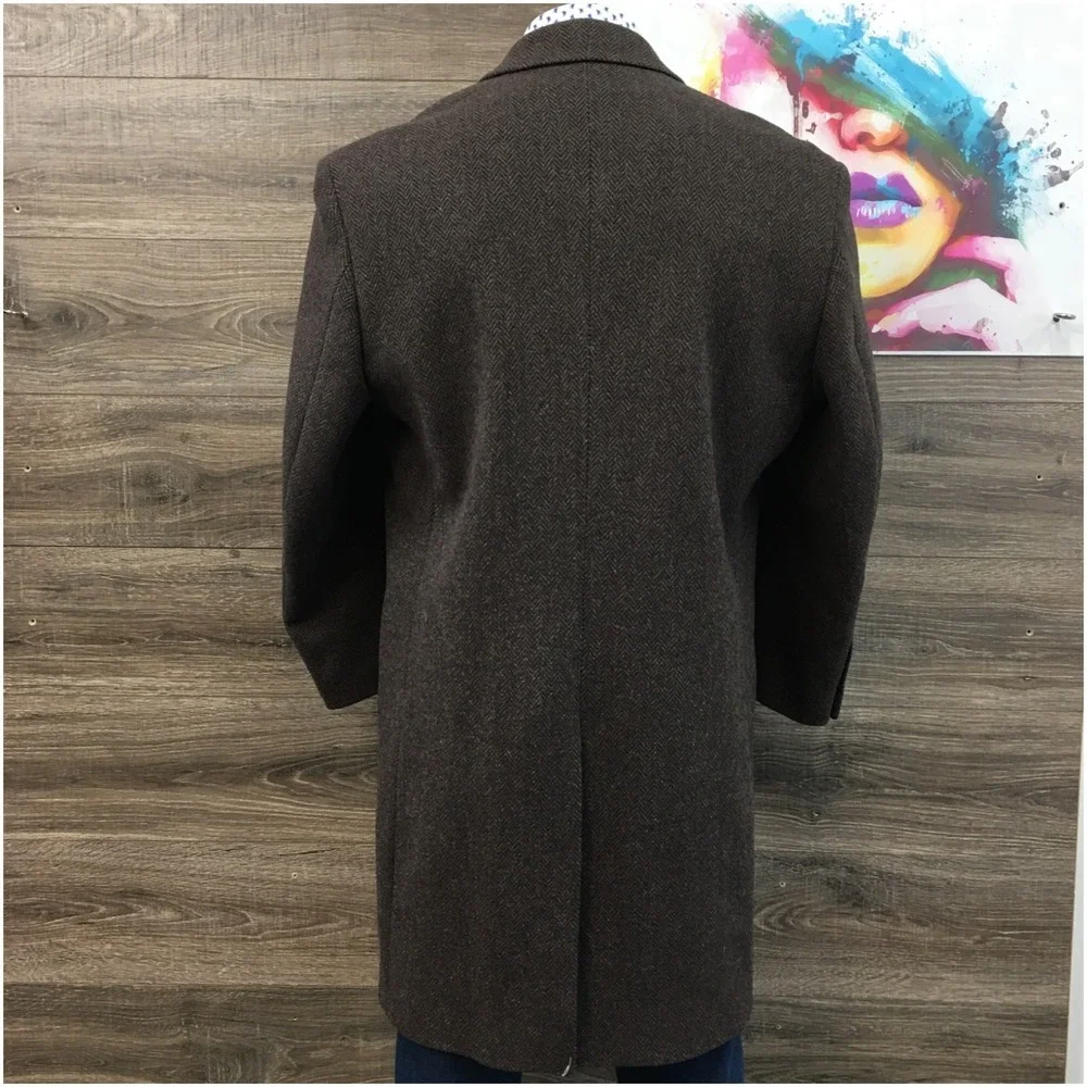 JOS‎ A BANK Mens Tweed Overcoat Long Coat Jacket Wool Size 40S Casual Blazer